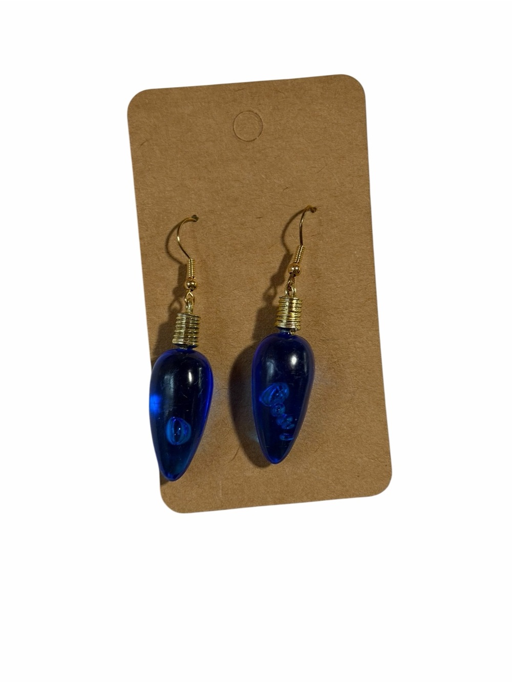 Blue Christmas Bulb Lights Novelty Earrings Handmade
